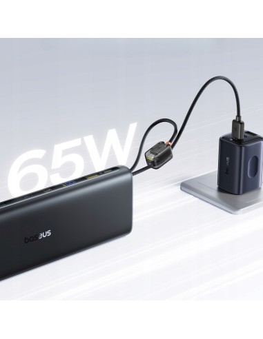 Baseus EnerFill FC41 Power Bank Z Wbudowanymi Kablami USB-C 25000mAh Czarny