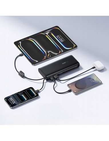 Baseus EnerFill FC41 Power Bank Z Wbudowanymi Kablami USB-C 25000mAh Czarny
