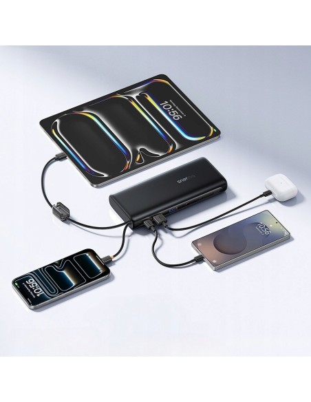 Baseus EnerFill FC41 Power Bank Z Wbudowanymi Kablami USB-C 25000mAh Czarny