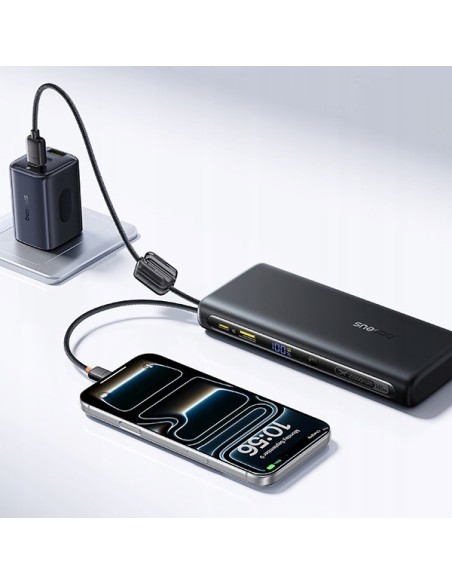 Baseus EnerFill FC41 Power Bank Z Wbudowanymi Kablami USB-C 25000mAh Czarny