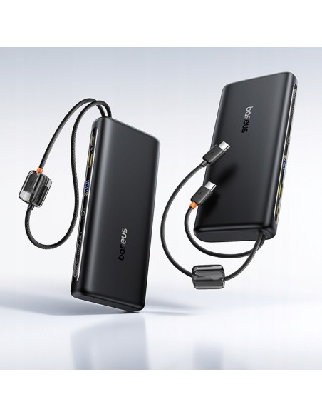 Baseus EnerFill FC41 Power Bank Z Wbudowanymi Kablami USB-C 25000mAh Czarny