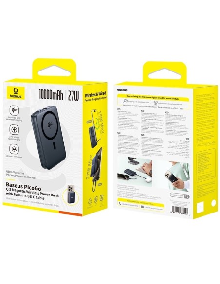 Baseus PicoGo Qi2 Magnetyczny Power Bank 10000mAh 27W Czarny