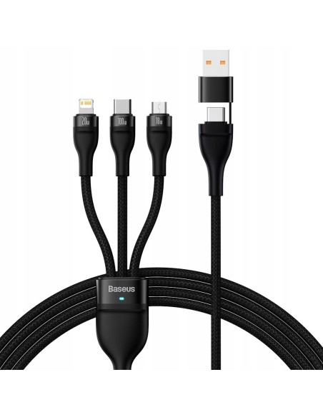 Baseus Flash Series 2 Kabel USB-C / USB-A Do USB-C Lightning Micro USB 1.2m 100W Czarny