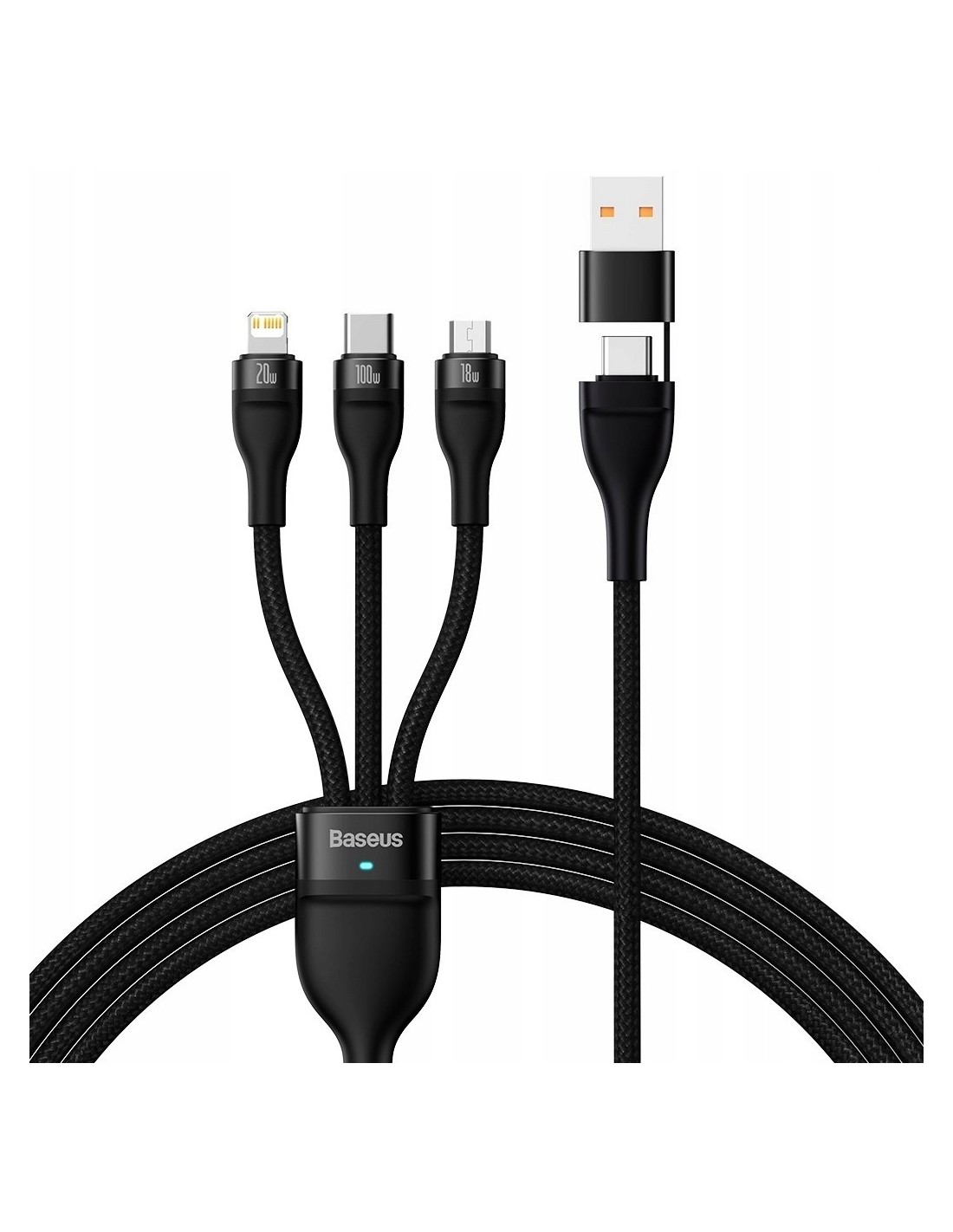 Baseus Flash Series 2 Kabel USB-C / USB-A Do USB-C Lightning Micro USB 1.2m 100W Czarny
