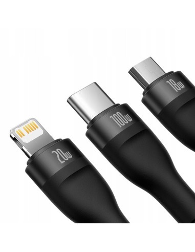 Baseus Flash Series 2 Kabel USB-C / USB-A Do USB-C Lightning Micro USB 1.2m 100W Czarny
