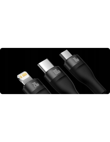 Baseus Flash Series 2 Kabel USB-C / USB-A Do USB-C Lightning Micro USB 1.2m 100W Czarny