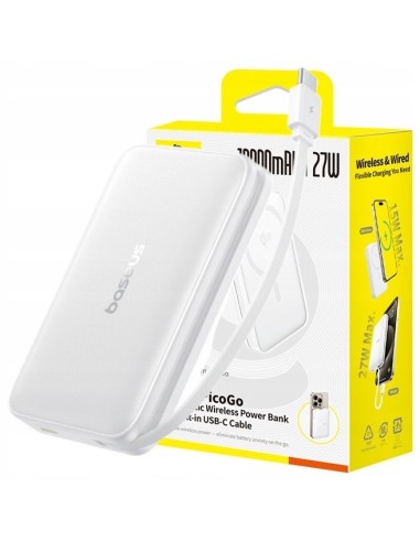 Baseus PicoGo Qi2 Magnetyczny Power Bank 10000mAh 27W Biały