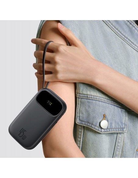 Baseus EnerFill FC31 Qpow 3 Power Bank Z Cyfrowym Wyświetlaczem Z Kablem USB-C+iP 20000mAh 45W Czarny