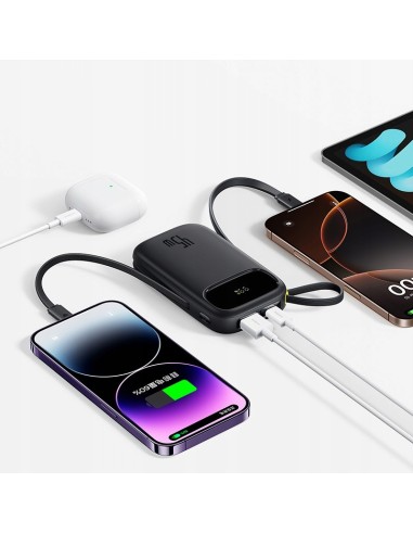 Baseus EnerFill FC31 Qpow 3 Power Bank Z Cyfrowym Wyświetlaczem Z Kablem USB-C+iP 20000mAh 45W Czarny