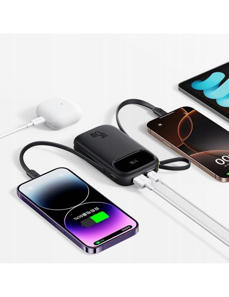 Baseus EnerFill FC31 Qpow 3 Power Bank Z Cyfrowym Wyświetlaczem Z Kablem USB-C+iP 20000mAh 45W Czarny