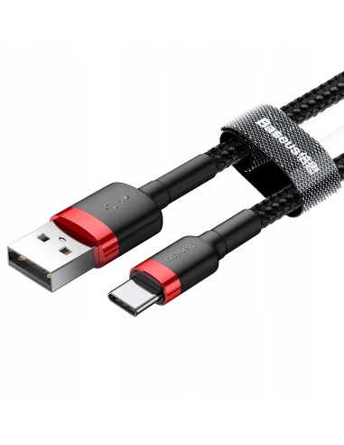 Baseus Cafule Kabel USB Do USB-C 1m 3A Czarno-Czerwony