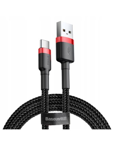 Baseus Cafule Kabel USB Do USB-C 1m 3A Czarno-Czerwony