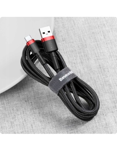 Baseus Cafule Kabel USB Do USB-C 1m 3A Czarno-Czerwony