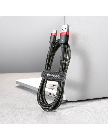 Baseus Cafule Kabel USB Do USB-C 1m 3A Czarno-Czerwony
