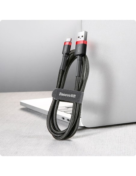 Baseus Cafule Kabel USB Do USB-C 1m 3A Czarno-Czerwony
