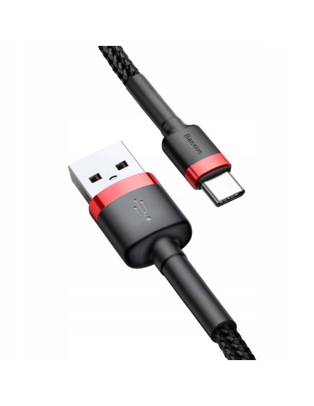 Baseus Cafule Kabel USB Do USB-C 1m 3A Czarno-Czerwony