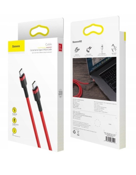 Baseus Cafule Kabel USB-C Do USB-C 60W 2m Czerwono-Czarny