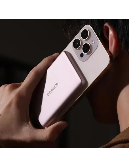 Baseus PicoGo AM41 Ultra-Slim MagnetycznyPower Bank 5000mAh 20W Różowy