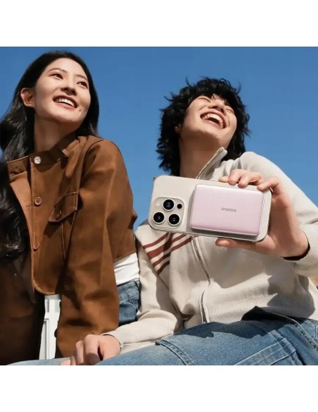 Baseus PicoGo AM41 Ultra-Slim MagnetycznyPower Bank 5000mAh 20W Różowy