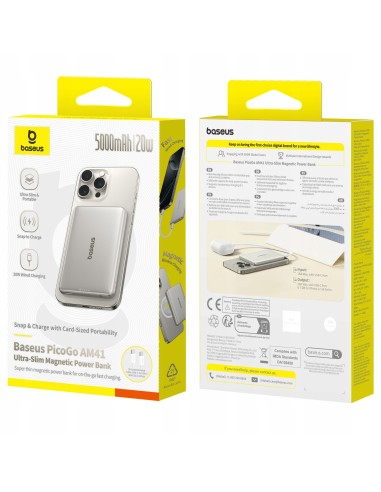 Baseus PicoGo AM41 Ultra-Slim Magnetyczny Power Bank 5000mAh 20W Szary