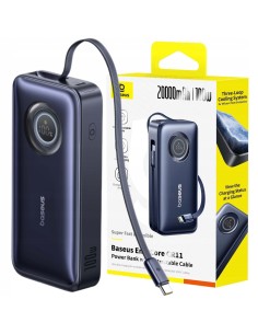 Baseus EnerCore CR11 Power Bank Z Wysuwanym Kablem 20000mAh 100W Czarny