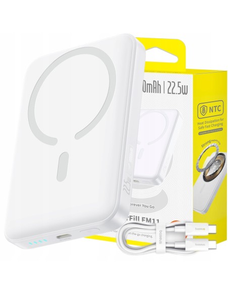Baseus EnerFill FM11 Ultra-Mini Magnetyczny Power Bank 10000mAh 22.5W Biały