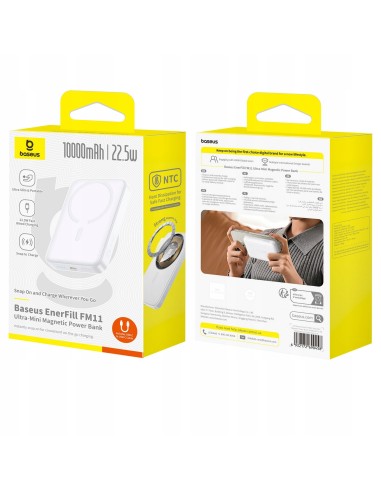 Baseus EnerFill FM11 Ultra-Mini Magnetyczny Power Bank 10000mAh 22.5W Biały
