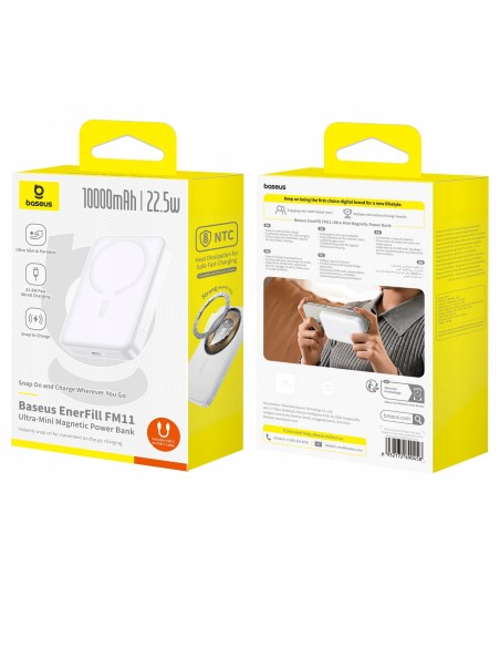 Baseus EnerFill FM11 Ultra-Mini Magnetyczny Power Bank 10000mAh 22.5W Biały