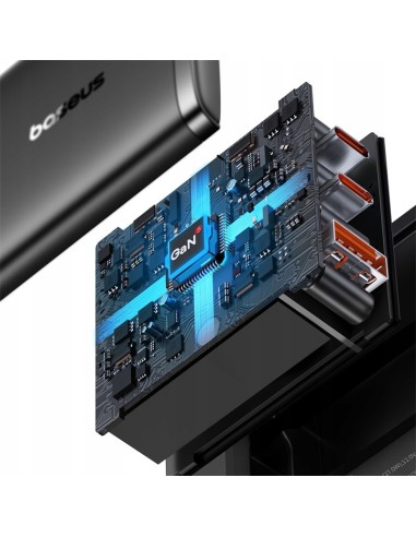 Baseus GaN5 Cube Pro Ładowarka Sieciowa 2x USB-C USB-A 65W Czarny