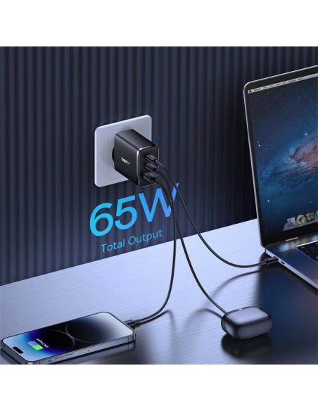 Baseus GaN5 Cube Pro Ładowarka Sieciowa 2x USB-C USB-A 65W Czarny