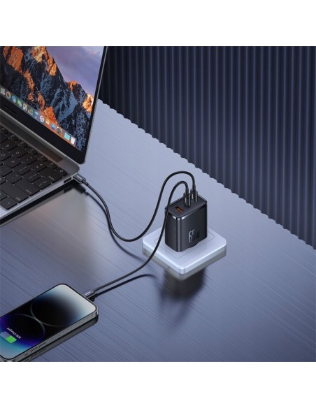 Baseus GaN5 Cube Pro Ładowarka Sieciowa 2x USB-C USB-A 65W Czarny