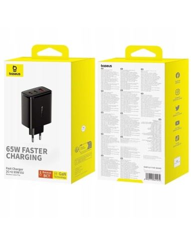Baseus GaN5 Cube Pro Ładowarka Sieciowa 2x USB-C USB-A 65W Czarny