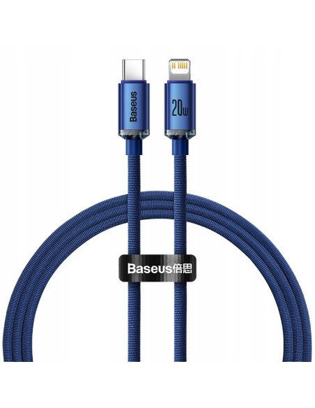 Baseus Crystal Shine Kabel USB-C Do Lightning 20W 1.2m Niebieski