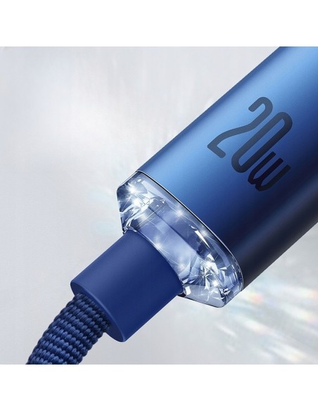 Baseus Crystal Shine Kabel USB-C Do Lightning 20W 1.2m Niebieski
