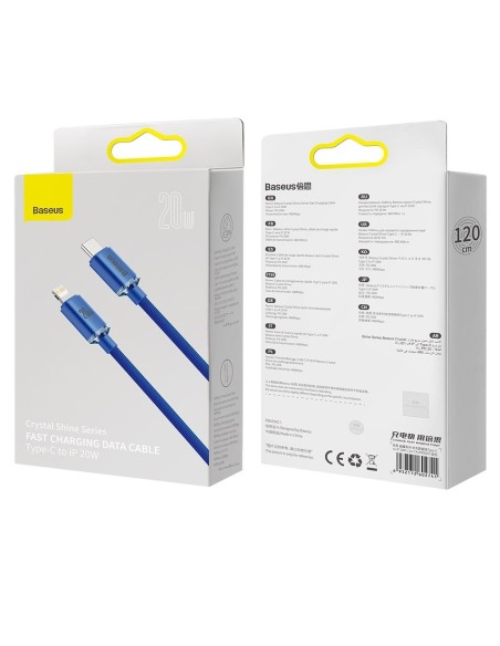 Baseus Crystal Shine Kabel USB-C Do Lightning 20W 1.2m Niebieski