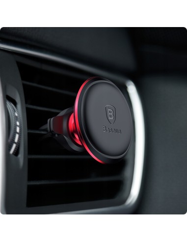 Baseus Magnetic Air Vent Uchwyt Magnetyczny Samochodowy Do Kratki Czarno-Czerwony
