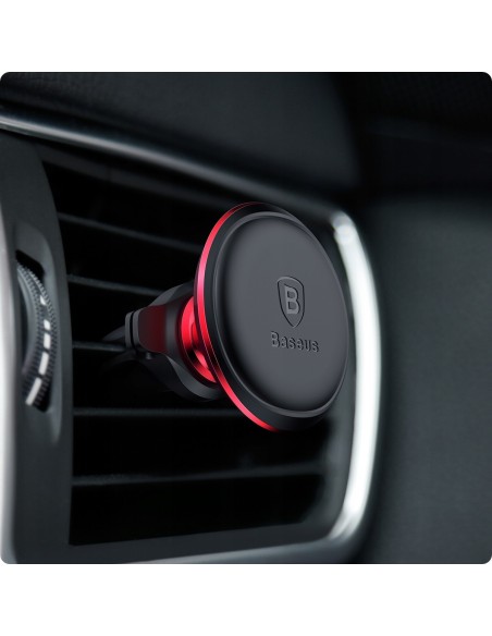 Baseus Magnetic Air Vent Uchwyt Magnetyczny Samochodowy Do Kratki Czarno-Czerwony