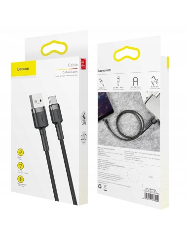 Baseus Cafule Kabel USB Do USB-C 3A 100cm Czarny