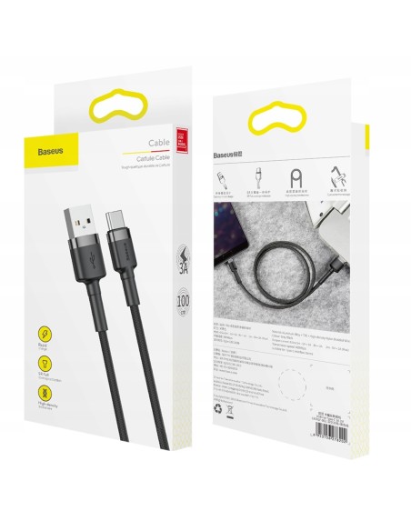 Baseus Cafule Kabel USB Do USB-C 3A 100cm Czarny