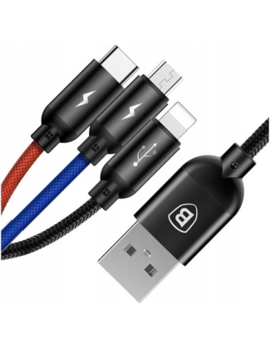 Baseus Primary Kabel 3w1 USB Do Lightning Micro USB-C 120cm