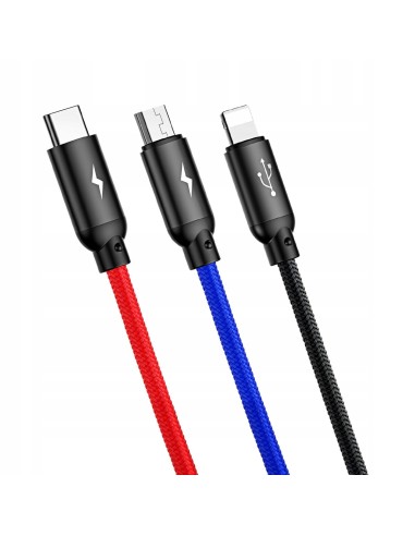 Baseus Primary Kabel 3w1 USB Do Lightning Micro USB-C 120cm