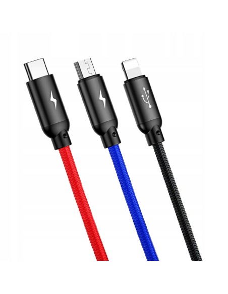 Baseus Primary Kabel 3w1 USB Do Lightning Micro USB-C 120cm