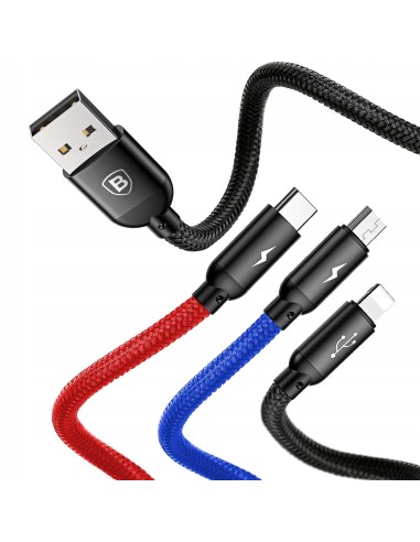 Baseus Primary Kabel 3w1 USB Do Lightning Micro USB-C 120cm