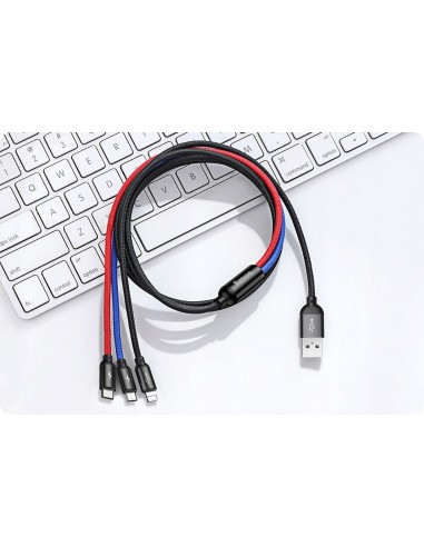 Baseus Primary Kabel 3w1 USB Do Lightning Micro USB-C 120cm