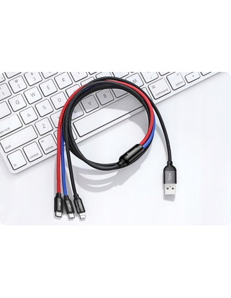 Baseus Primary Kabel 3w1 USB Do Lightning Micro USB-C 120cm