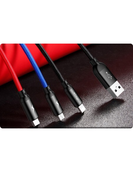 Baseus Primary Kabel 3w1 USB Do Lightning Micro USB-C 120cm