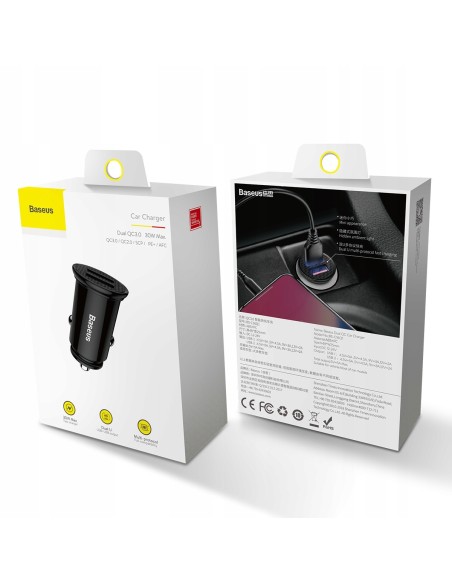 Baseus Circular Plastic Ładowarka Samochodowa 2xUSB 30W