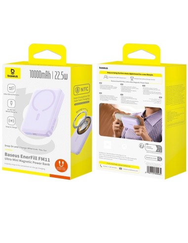 Baseus EnerFill FM11 Ultra-Mini Magnetyczny Power Bank 10000mAh 22.5W Fioletowy