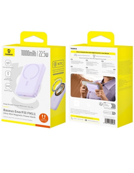 Baseus EnerFill FM11 Ultra-Mini Magnetyczny Power Bank 10000mAh 22.5W Fioletowy