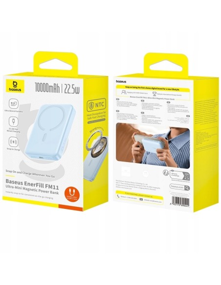 Baseus EnerFill FM11 Ultra-Mini Magnetyczny Power Bank 10000mAh 22.5W Niebieski